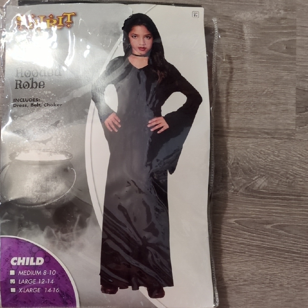 Spirit Halloween Costume Hooded Robe Size Large (12-14)